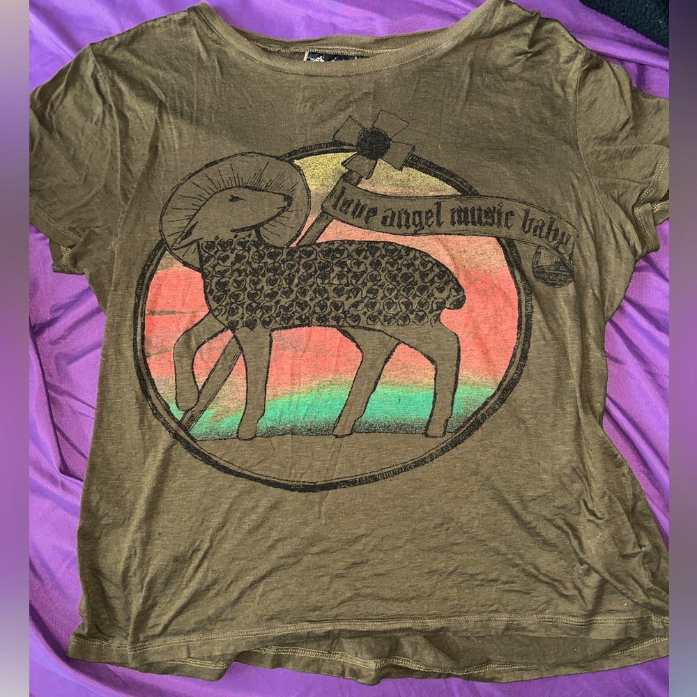 Gwen Stefani L.A.M.B. Olive Green Tshirt Top